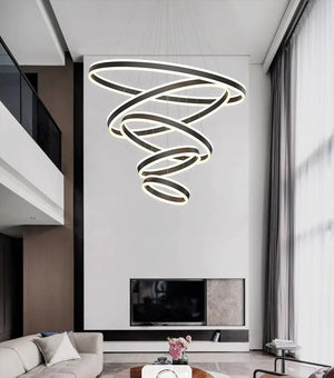 ChandeliersDecor.com-Staircase Chandeliers-Rings LED Staircase Chandelier: Unparalleled Elegance