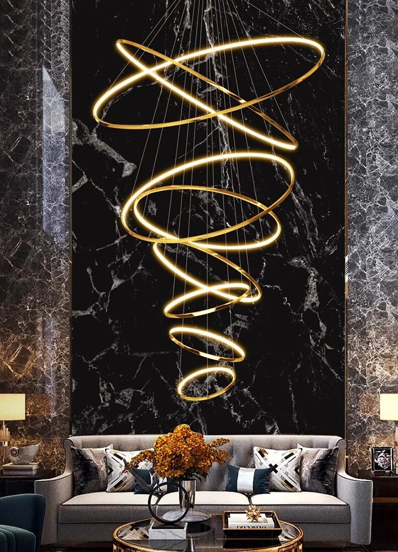 ChandeliersDecor.com-Staircase Chandelier-Rings Staircase Chandelier: Unparalleled Elegance