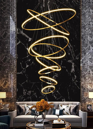 ChandeliersDecor.com-Staircase Chandelier-Rings Staircase Chandelier: Unparalleled Elegance