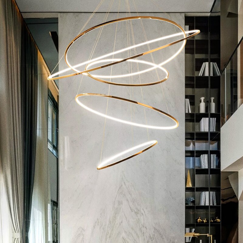 ChandeliersDecor.com-Staircase Chandelier-Rings Staircase Chandelier: Unparalleled Elegance