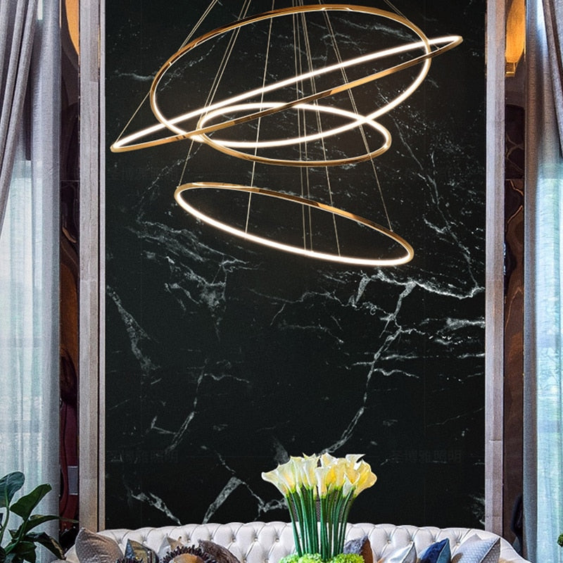 ChandeliersDecor.com-Staircase Chandelier-Rings Staircase Chandelier: Unparalleled Elegance