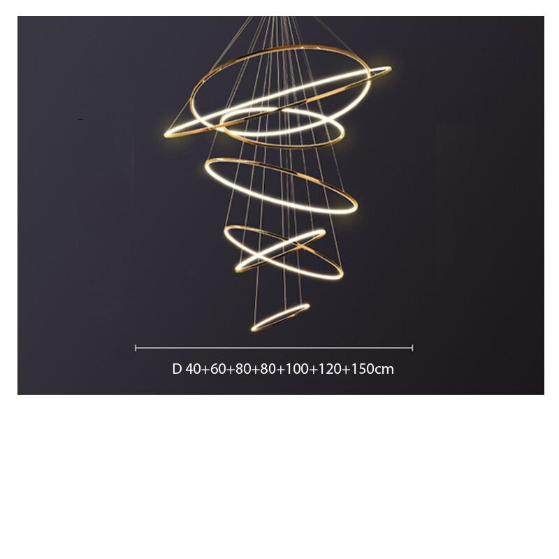 ChandeliersDecor.com-Staircase Chandelier-Rings Staircase Chandelier: Unparalleled Elegance