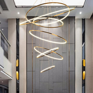 ChandeliersDecor.com-Staircase Chandelier-Rings Staircase Chandelier: Unparalleled Elegance