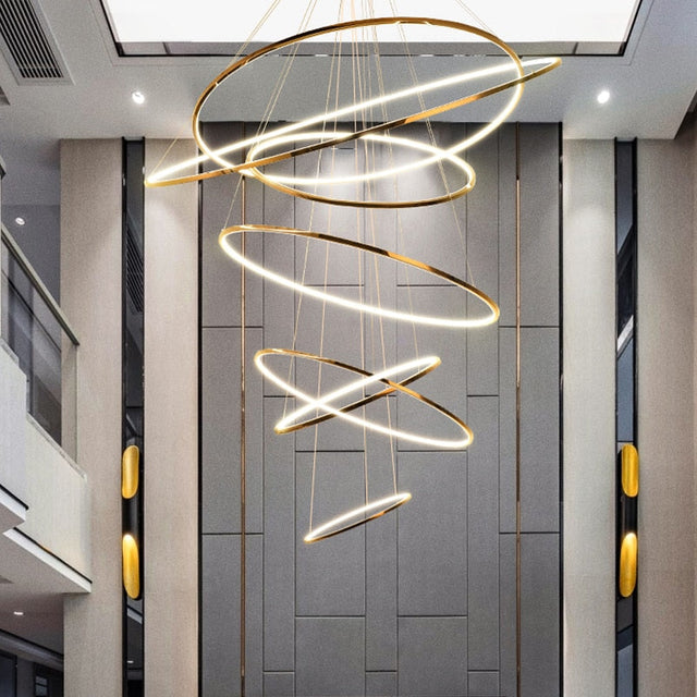 ChandeliersDecor.com-Staircase Chandelier-Rings Staircase Chandelier: Unparalleled Elegance
