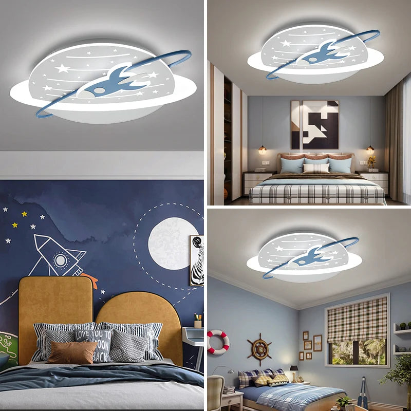 ChandeliersDecor.com-Kids Room Nursery Lighting-Rocket in Space Ceiling Light for Kids Room