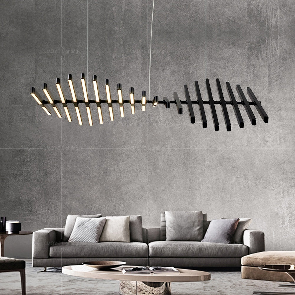 ChandeliersDecor.com-Kitchen Island-Rotatable Light Bars Chandelier: Illuminate Your Space