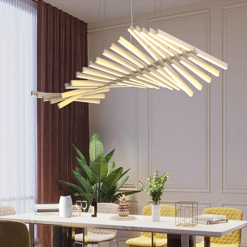 ChandeliersDecor.com-Kitchen Island-Rotatable Light Bars Chandelier: Illuminate Your Space