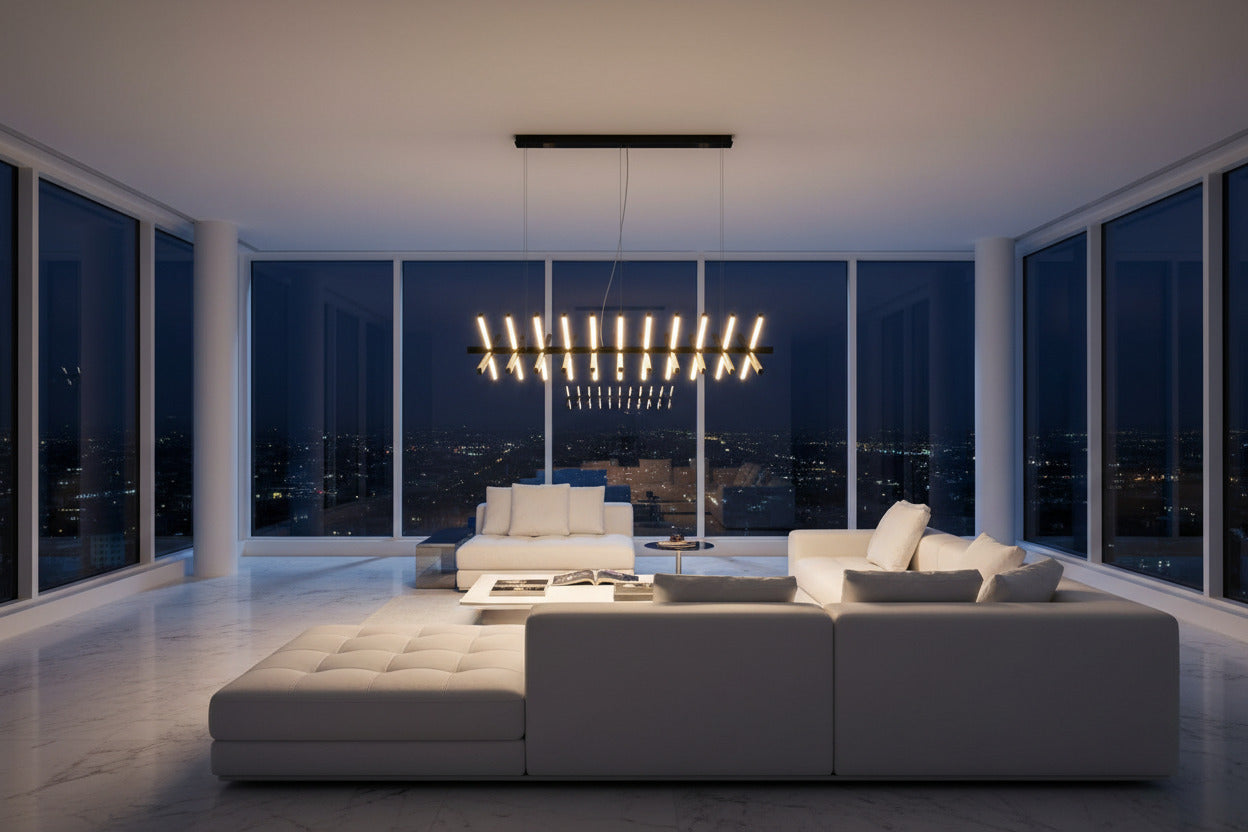 ChandeliersDecor.com-Kitchen Island-Rotatable Light Bars Chandelier: Illuminate Your Space