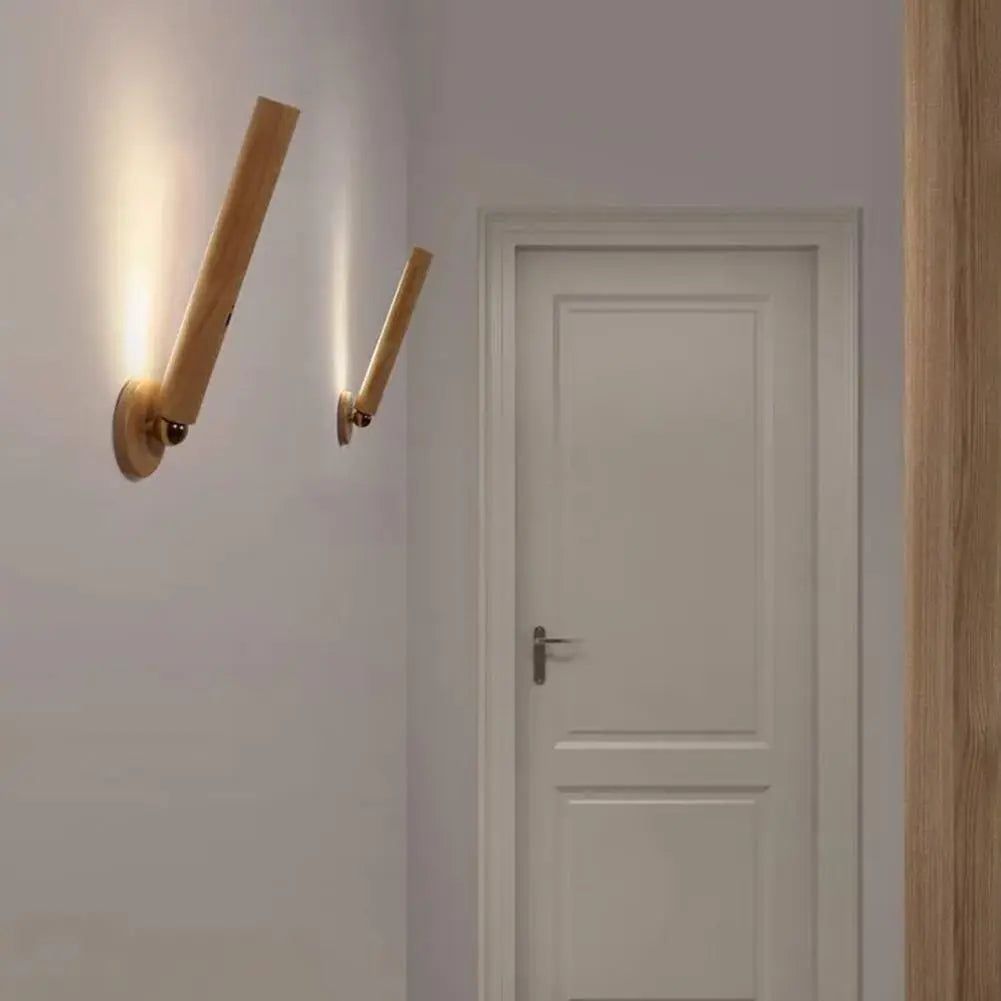 ChandeliersDecor.com-Wall Lights-Rotatable Oak Wood 360° Wall Light USB Chargeable
