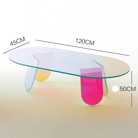 ChandeliersDecor.com-Coffee Tables-Round Acrylic Rainbow Coffee Tables Set