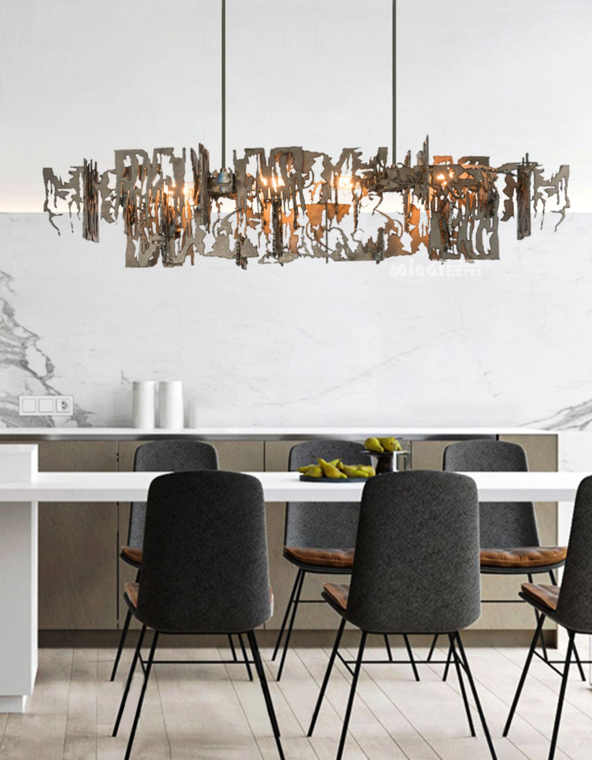 ChandeliersDecor.com-Kitchen Island-Rust Metal Chandelier: Exquisite Lighting Fixture