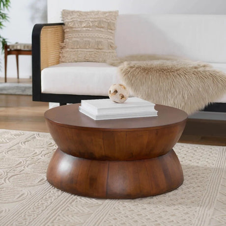 ChandeliersDecor.com-Coffee Tables-Rustic Solid Wood Round Coffee Table