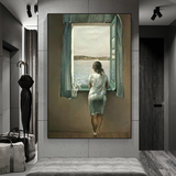 ChandeliersDecor.com-Wall Posters-Salvador Dali's Young Woman at The Window Canvas Wall Art Bring Surreal Beauty to Your Space