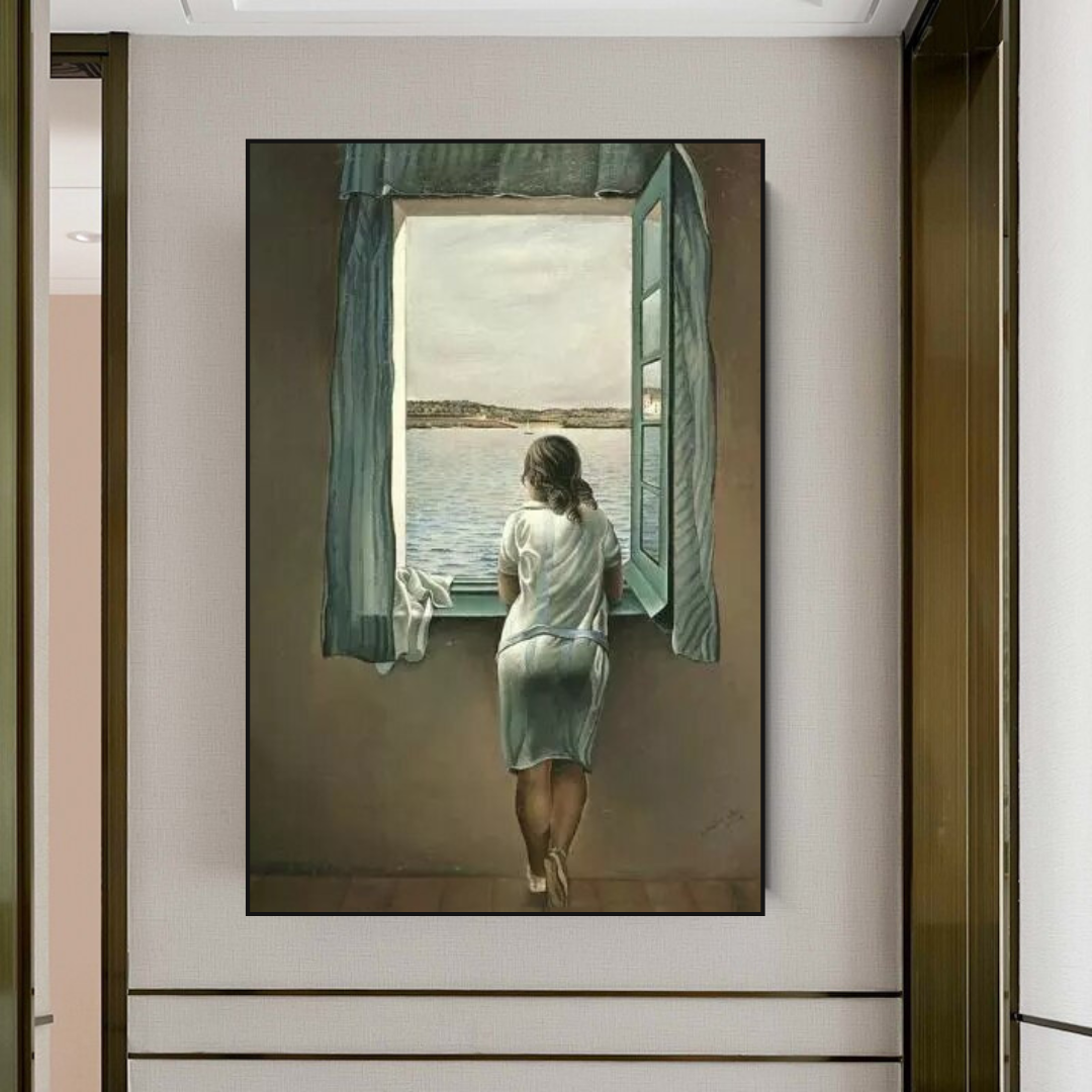 ChandeliersDecor.com-Wall Posters-Salvador Dali's Young Woman at The Window Canvas Wall Art Bring Surreal Beauty to Your Space
