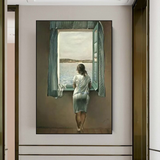 ChandeliersDecor.com-Wall Posters-Salvador Dali's Young Woman at The Window Canvas Wall Art Bring Surreal Beauty to Your Space