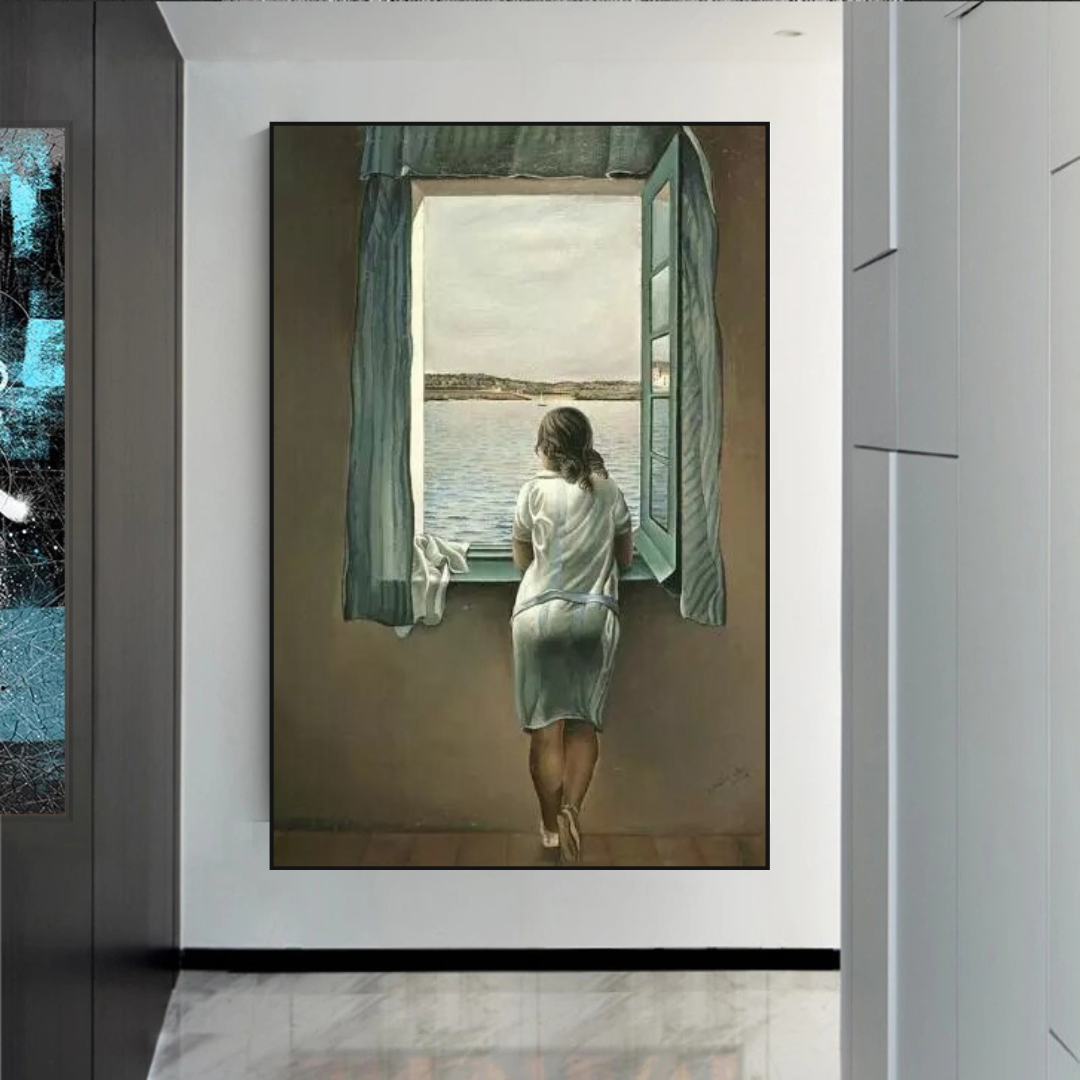 ChandeliersDecor.com-Wall Posters-Salvador Dali's Young Woman at The Window Canvas Wall Art Bring Surreal Beauty to Your Space