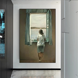 ChandeliersDecor.com-Wall Posters-Salvador Dali's Young Woman at The Window Canvas Wall Art Bring Surreal Beauty to Your Space
