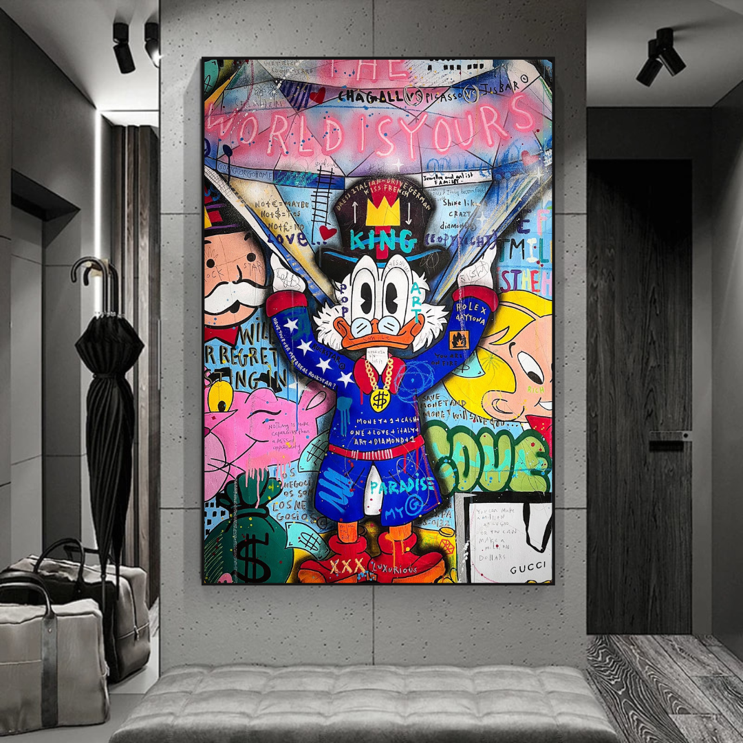 ChandeliersDecor.com-Scrooge McDuck Wall Art-Scrooge Canvas Wall Art – The World is Yours