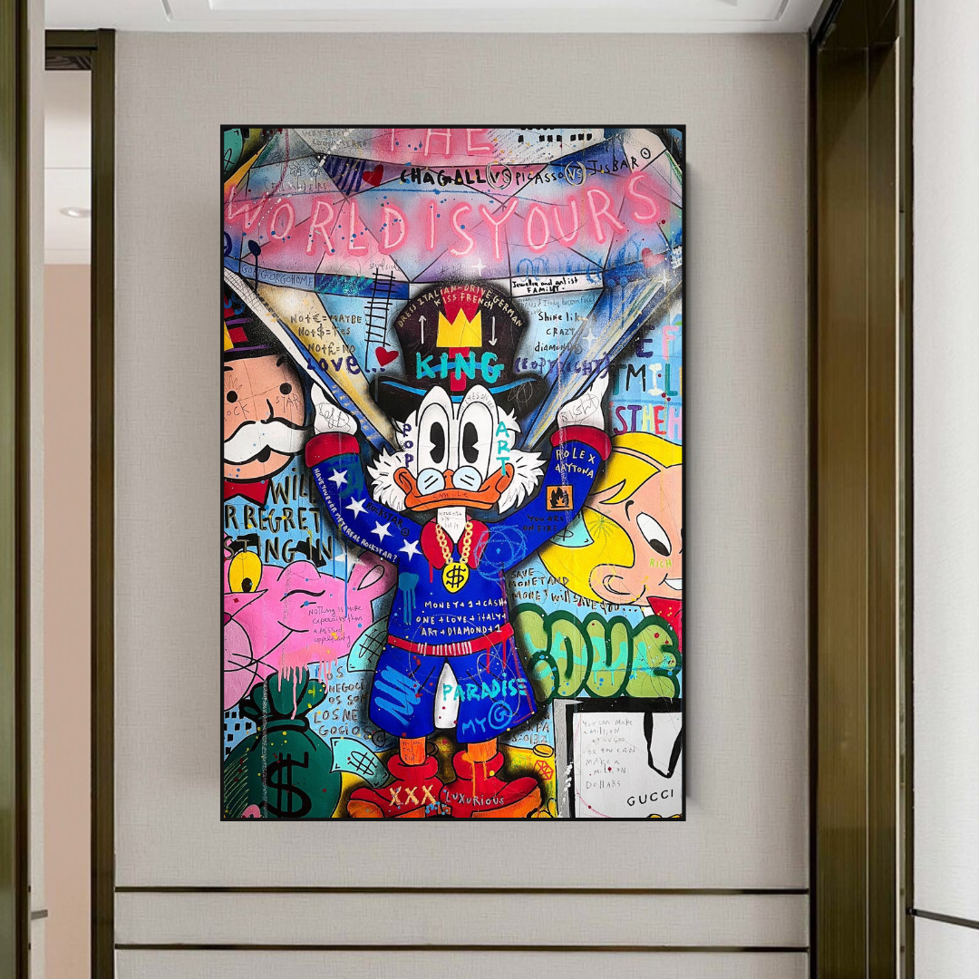 ChandeliersDecor.com-Scrooge McDuck Wall Art-Scrooge Canvas Wall Art – The World is Yours
