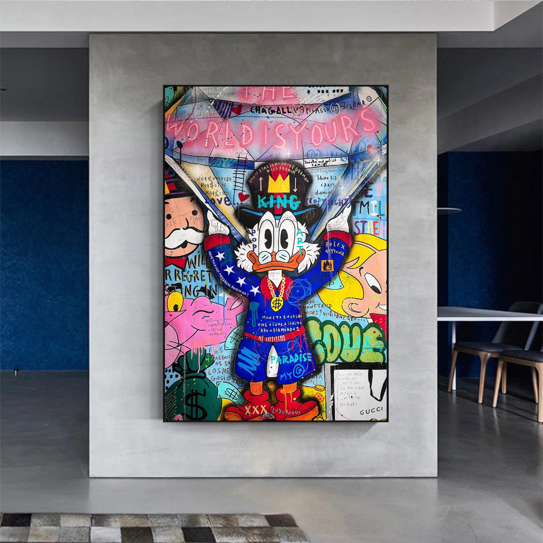 ChandeliersDecor.com-Scrooge McDuck Wall Art-Scrooge Canvas Wall Art – The World is Yours