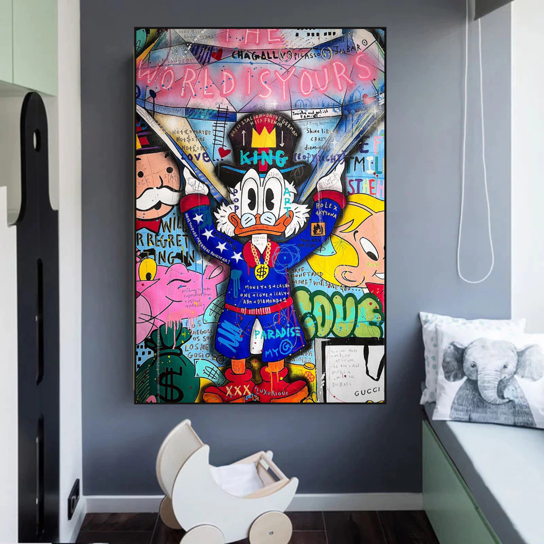 ChandeliersDecor.com-Scrooge McDuck Wall Art-Scrooge Canvas Wall Art – The World is Yours