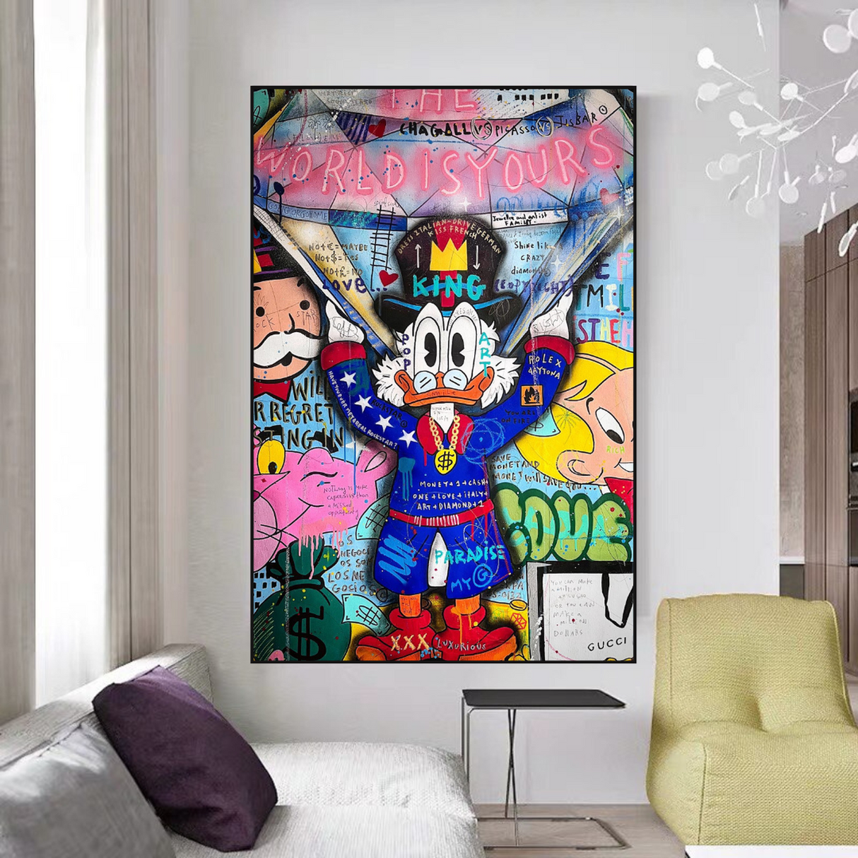 ChandeliersDecor.com-Scrooge McDuck Wall Art-Scrooge Canvas Wall Art – The World is Yours