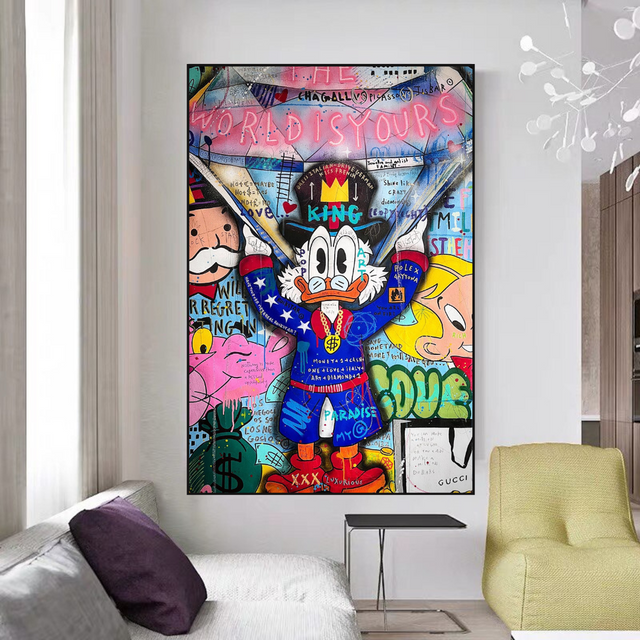 ChandeliersDecor.com-Scrooge McDuck Wall Art-Scrooge Canvas Wall Art – The World is Yours