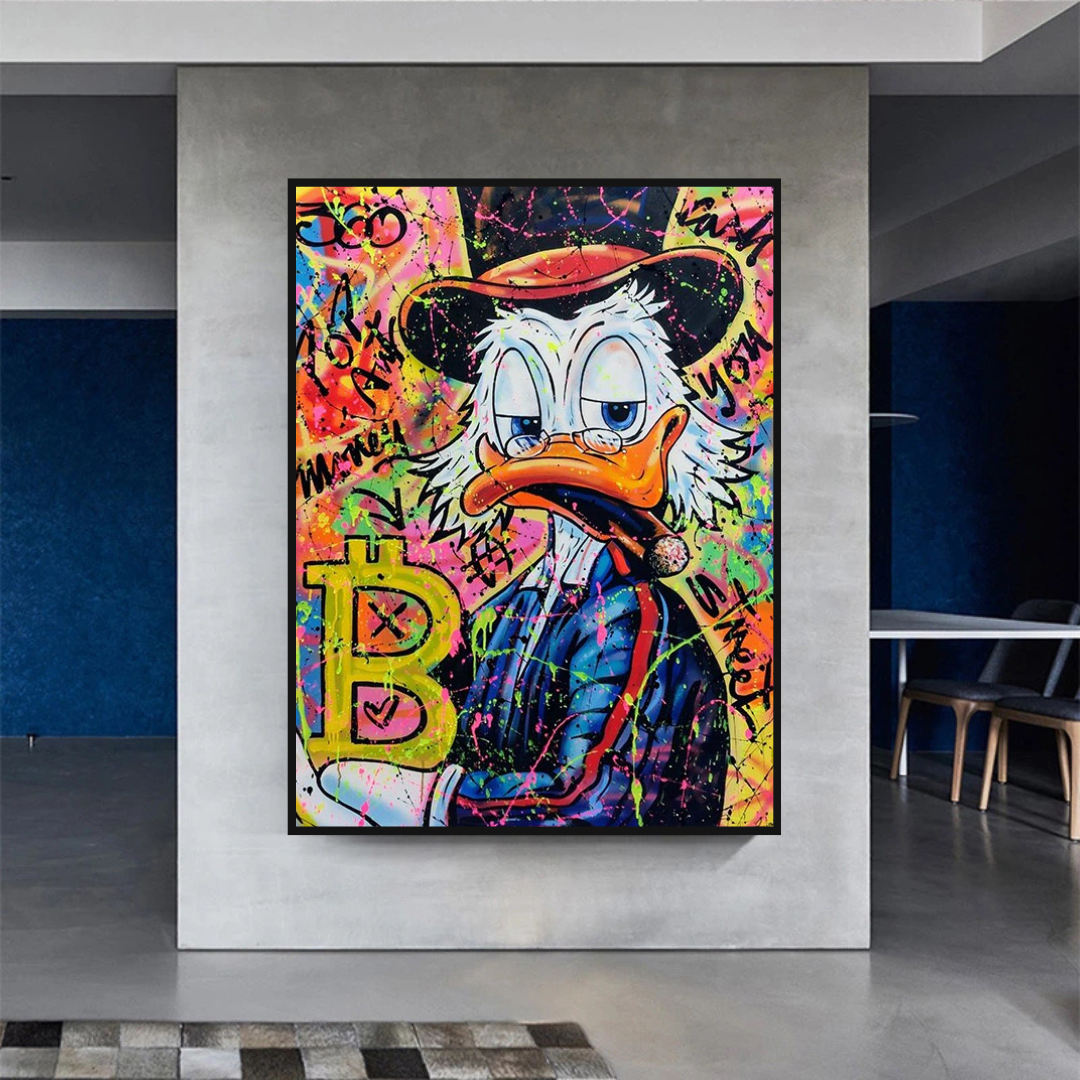 ChandeliersDecor.com-Scrooge McDuck Wall Art-Scrooge McDuck Bitcoin Millionaire Canvas Wall Art