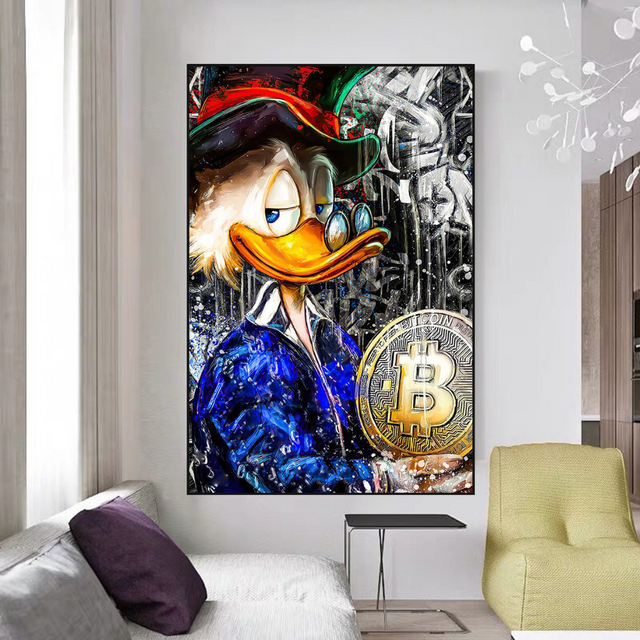 ChandeliersDecor.com-Scrooge McDuck Wall Art-Scrooge McDuck Bitcoin Millionaire Canvas Wall Art