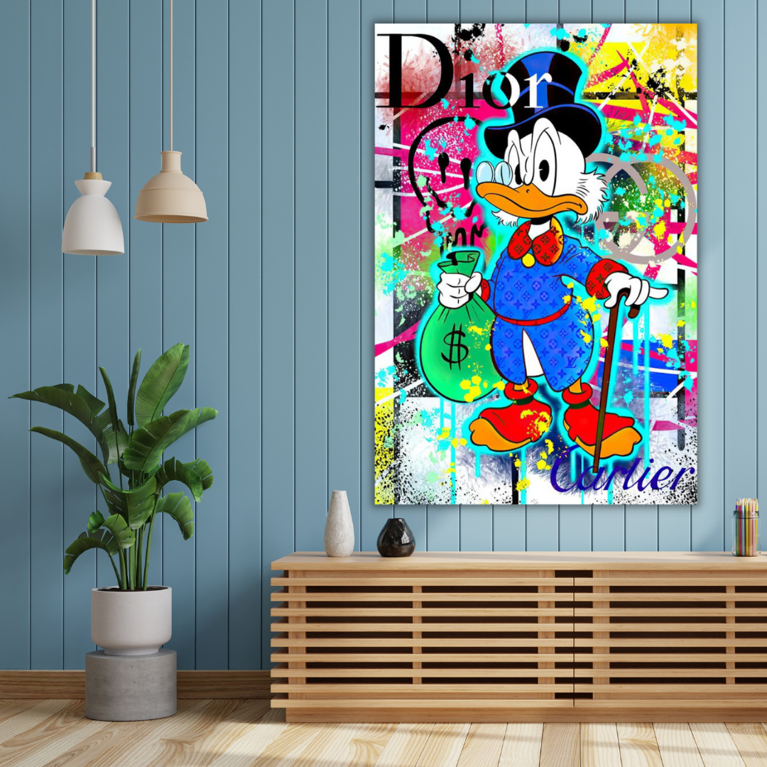 ChandeliersDecor.com-Scrooge McDuck Wall Art-Scrooge McDuck Money Bags Canvas Wall Art
