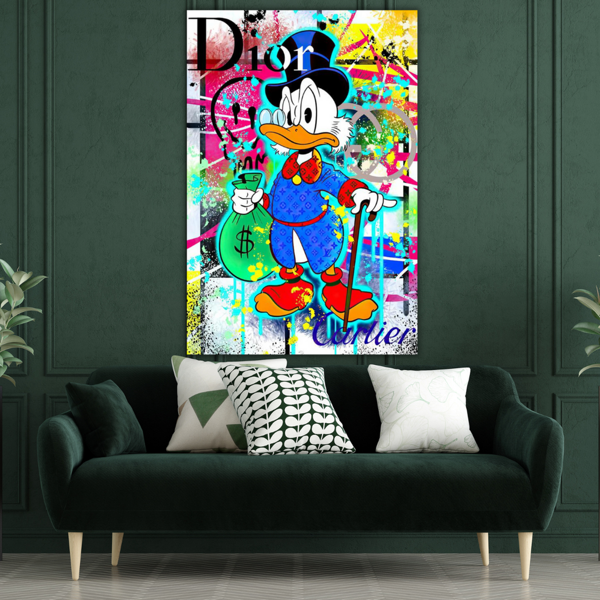 ChandeliersDecor.com-Scrooge McDuck Wall Art-Scrooge McDuck Money Bags Canvas Wall Art