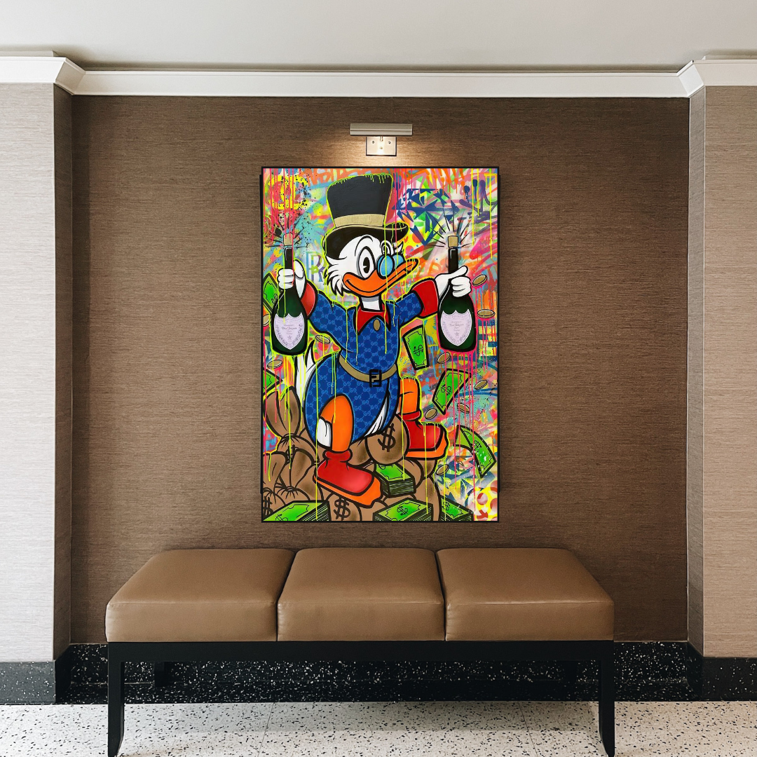 ChandeliersDecor.com-Scrooge McDuck Wall Art-Scrooge McDuck's Champaign Celebration Canvas Wall Art