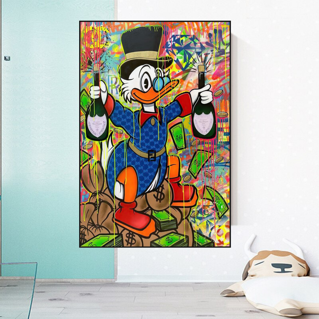ChandeliersDecor.com-Scrooge McDuck Wall Art-Scrooge McDuck's Champaign Celebration Canvas Wall Art