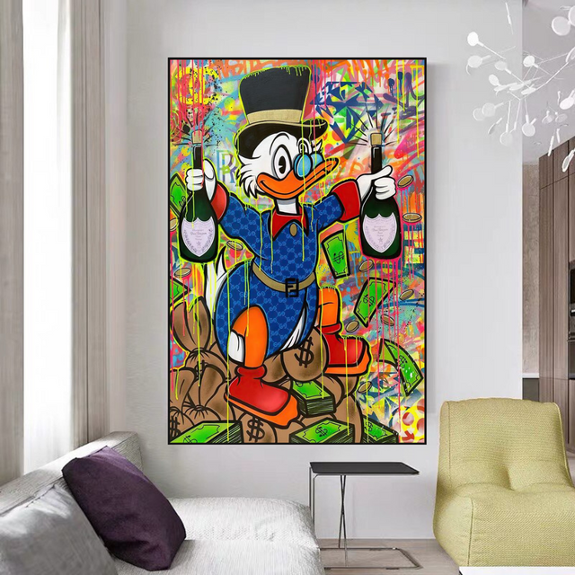 ChandeliersDecor.com-Scrooge McDuck Wall Art-Scrooge McDuck's Champaign Celebration Canvas Wall Art