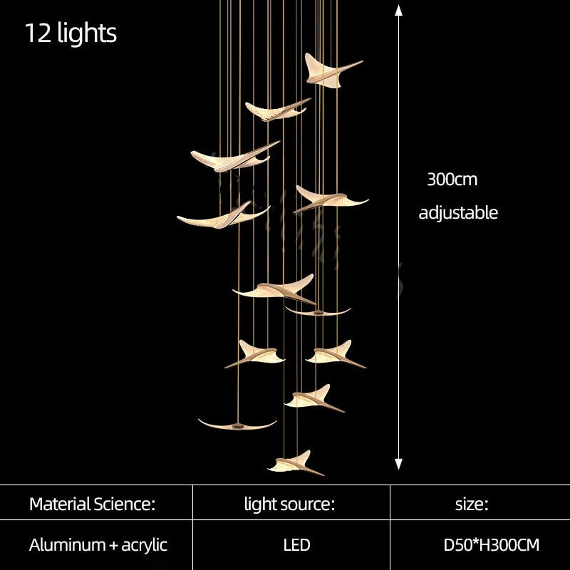 ChandeliersDecor.com-Staircase Chandelier-Seagull Hanging Light Staircase Chandelier – LED Lighting