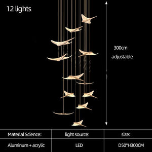 ChandeliersDecor.com-Staircase Chandelier-Seagull Hanging Light Staircase Chandelier – LED Lighting