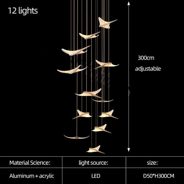 Seagull Hanging Light Staircase Chandelier – LED Lighting-ChandeliersDecor.com