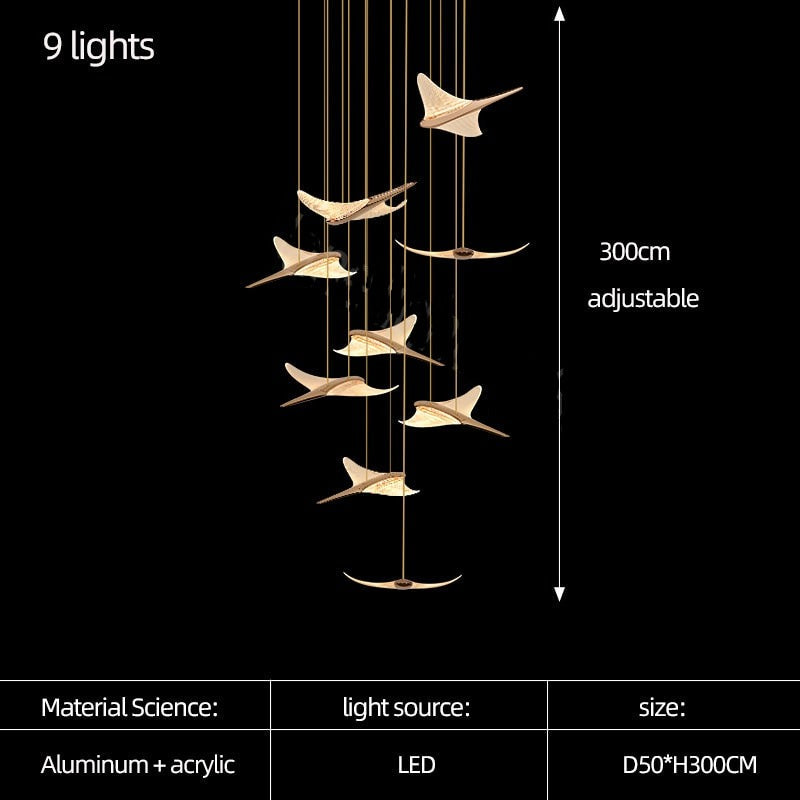 ChandeliersDecor.com-Staircase Chandelier-Seagull Hanging Light Staircase Chandelier – LED Lighting