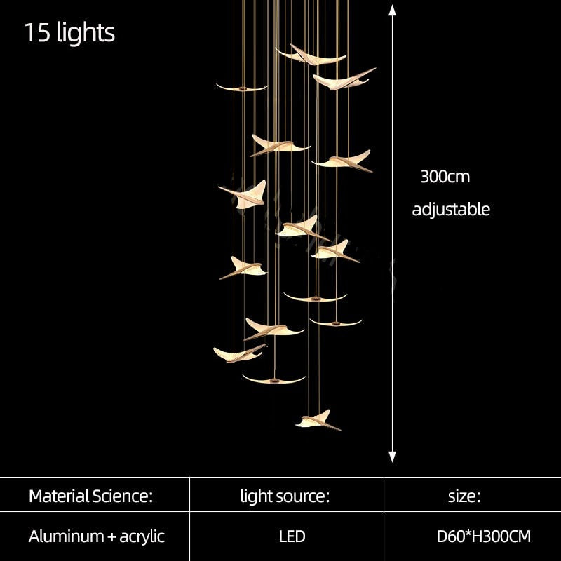 ChandeliersDecor.com-Staircase Chandelier-Seagull Hanging Light Staircase Chandelier – LED Lighting