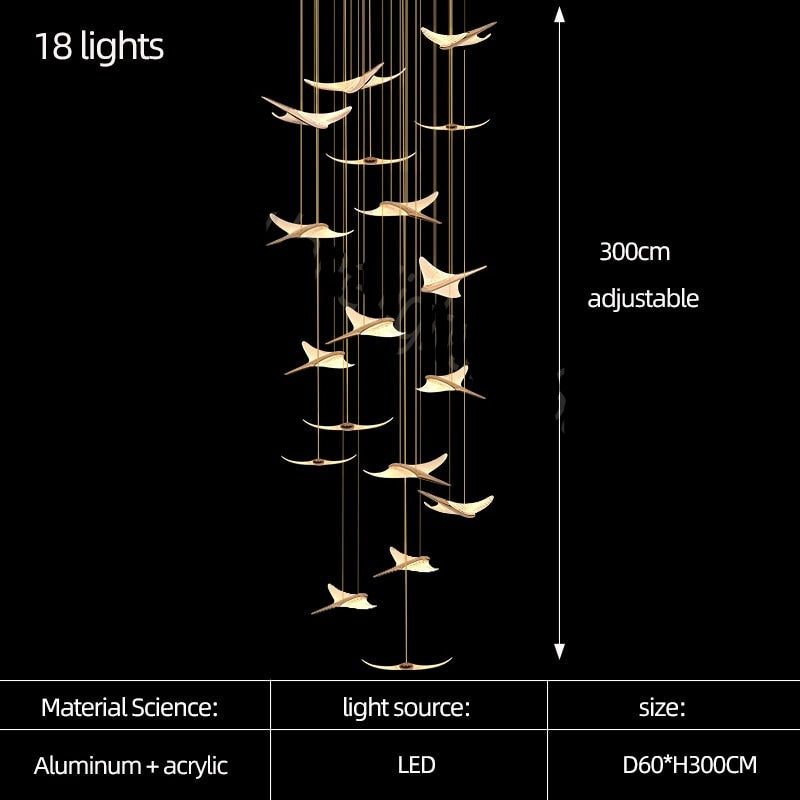 ChandeliersDecor.com-Staircase Chandelier-Seagull Hanging Light Staircase Chandelier – LED Lighting