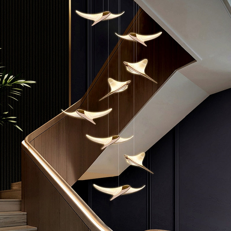 ChandeliersDecor.com-Staircase Chandelier-Seagull Hanging Light Staircase Chandelier – LED Lighting