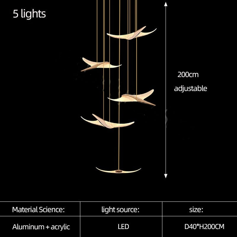 ChandeliersDecor.com-Staircase Chandelier-Seagull Hanging Light Staircase Chandelier – LED Lighting