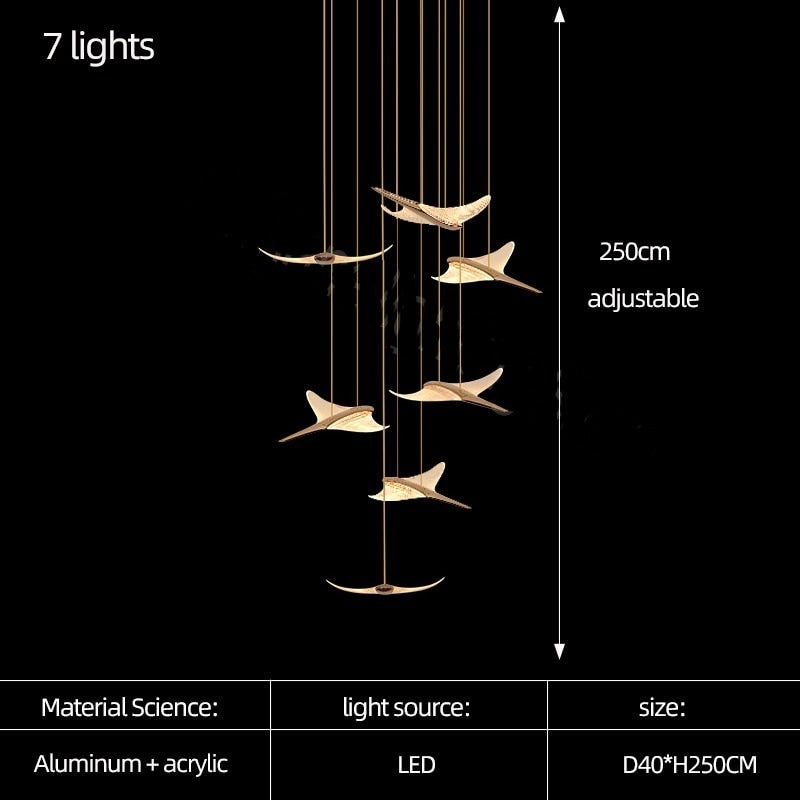 ChandeliersDecor.com-Staircase Chandelier-Seagull Hanging Light Staircase Chandelier – LED Lighting