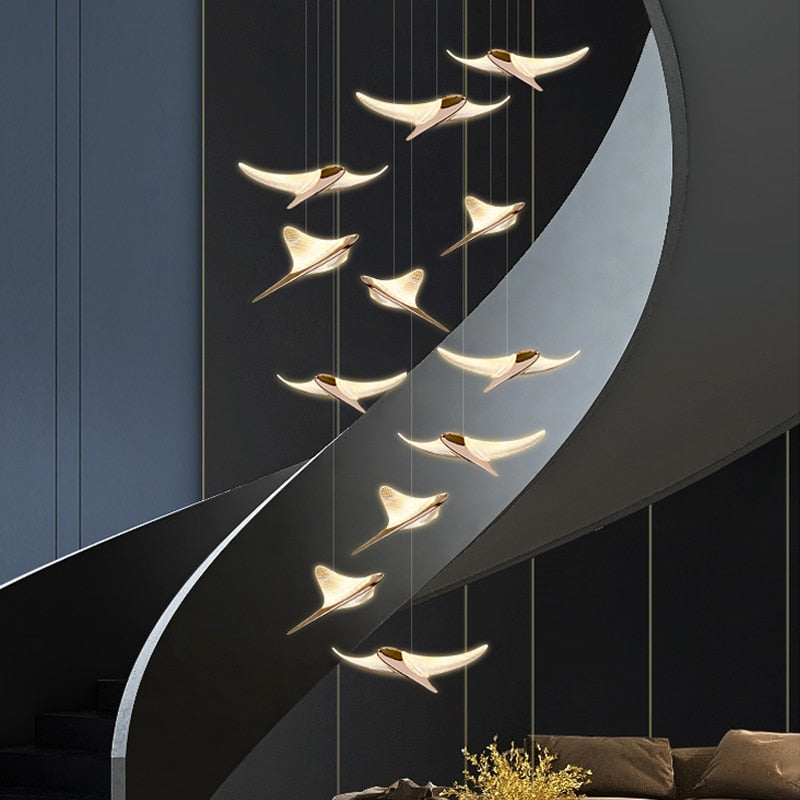 ChandeliersDecor.com-Staircase Chandelier-Seagull Hanging Light Staircase Chandelier – LED Lighting