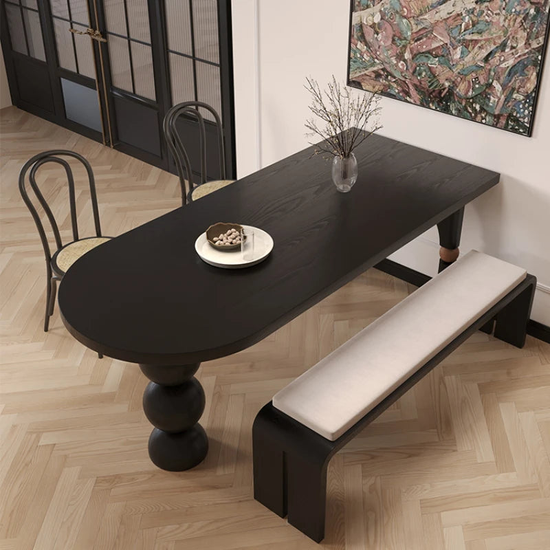 ChandeliersDecor.com-Dining Tables-Semicircle Wooden Island Dining Table