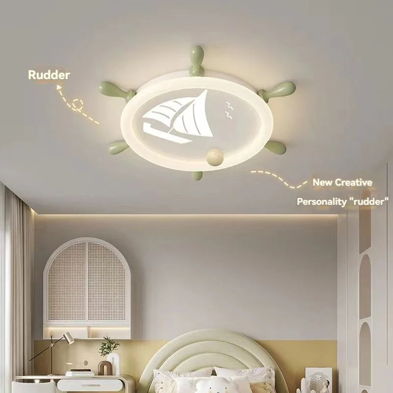 ChandeliersDecor.com-Kids Room Nursery Lighting-Ship Wheel Steering Ceiling Light for Kids Room