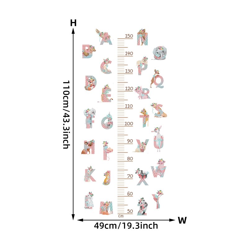ChandeliersDecor.com-Kids Room Nursery Decals-Sleeping Elephant Bear Moon Kids Height Measure Wall Stickers
