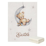 ChandeliersDecor.com-Crib Bedding-Sleepy Bear on Moon Baby Name Crib Bedding Set | Baby Shower Gift Bedding Set