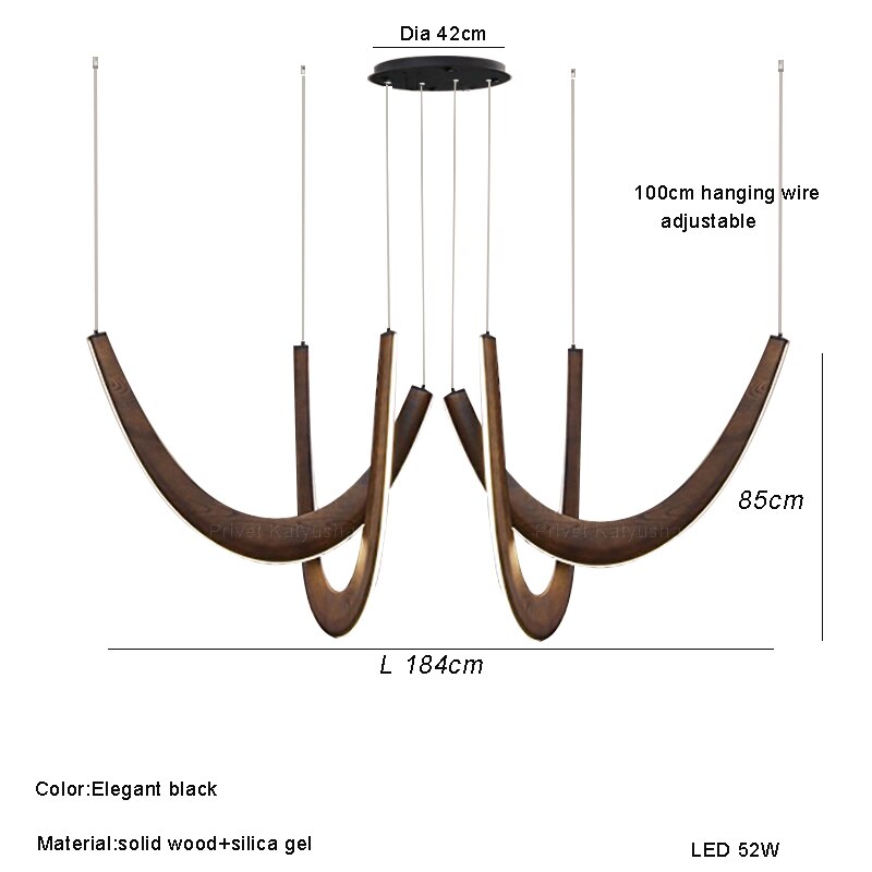 ChandeliersDecor.com-Chandeliers-Solid Oak Wood Loops Chandelier - Handcrafted Beauty