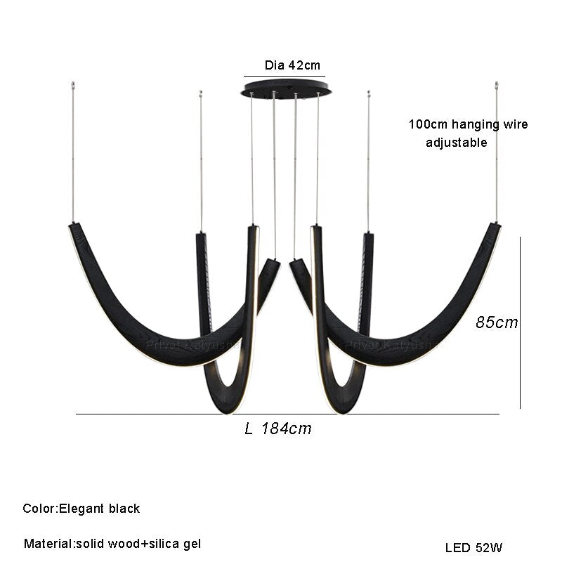 ChandeliersDecor.com-Chandeliers-Solid Oak Wood Loops Chandelier - Handcrafted Beauty